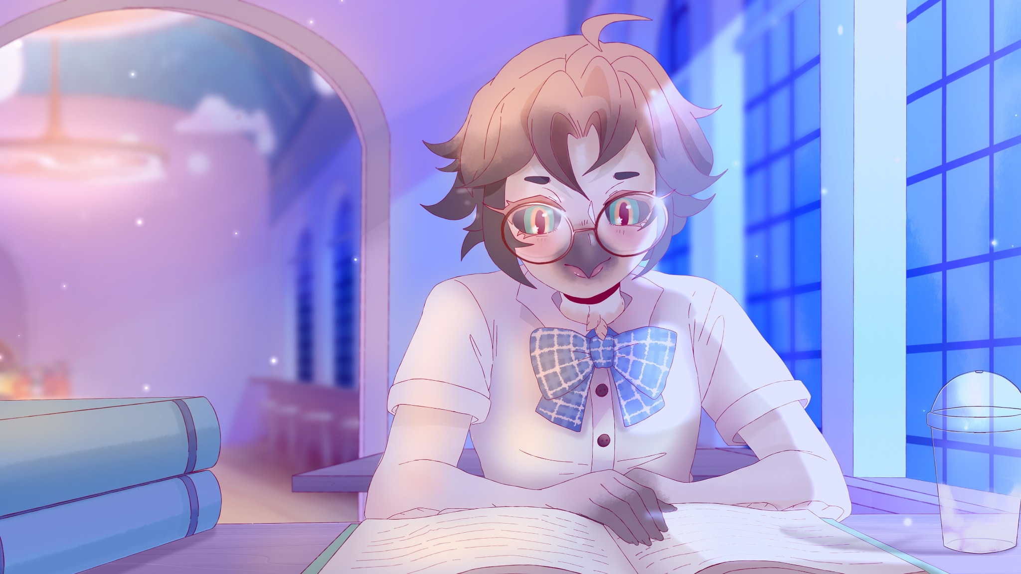 Feafy reading in the study hall